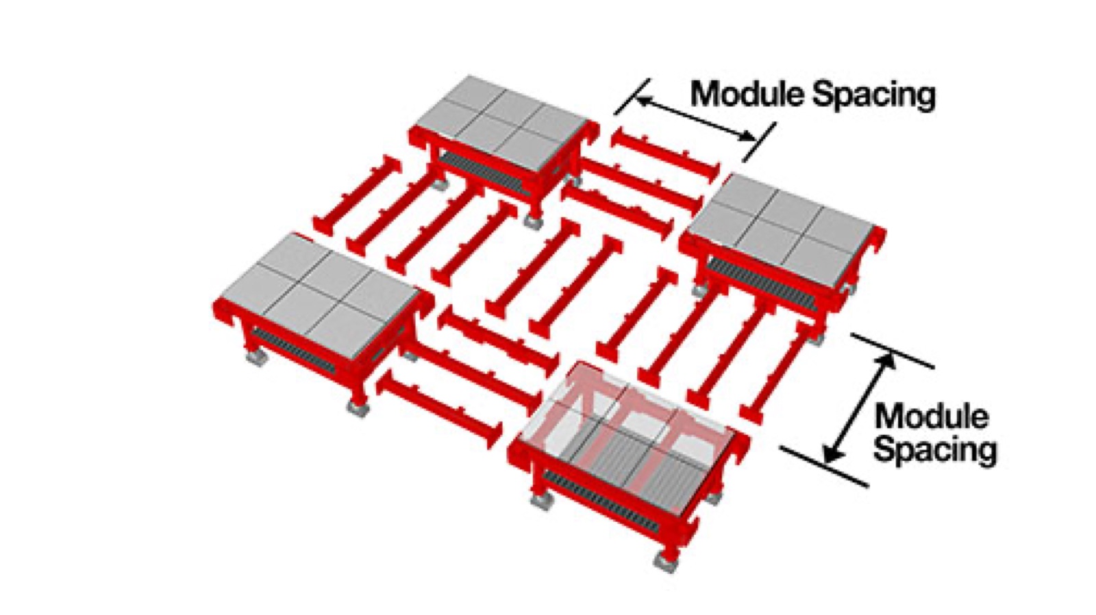 Isolated floor module layout and spacing