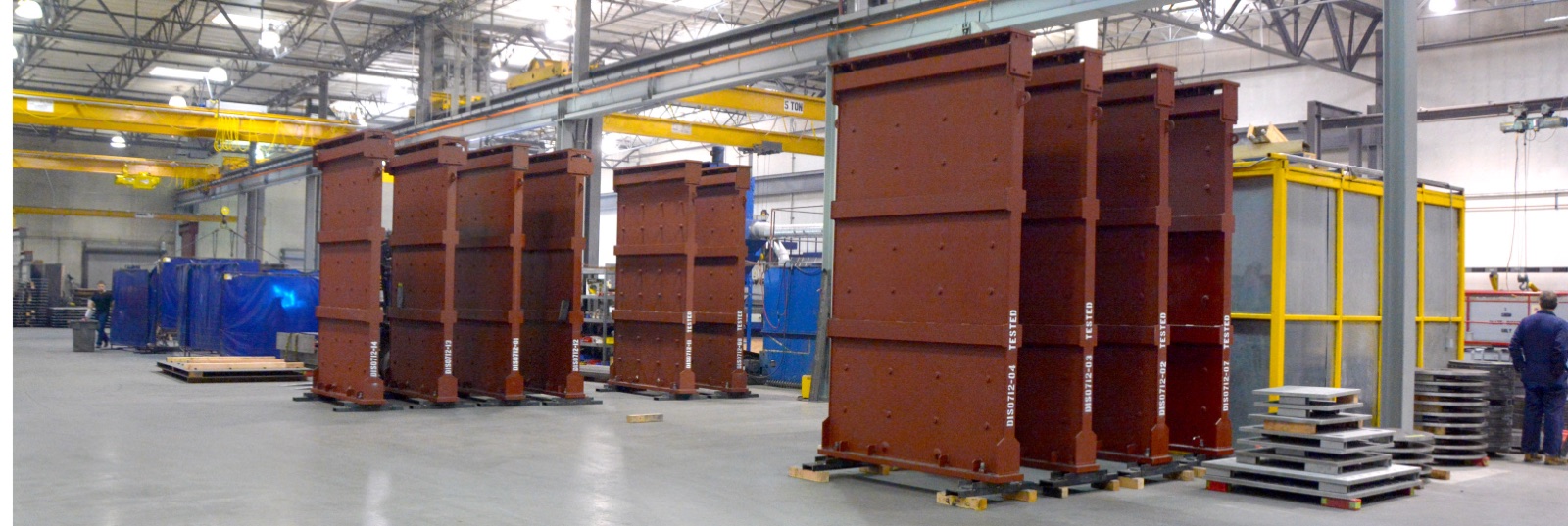 Viscous wall dampers staged in the shop